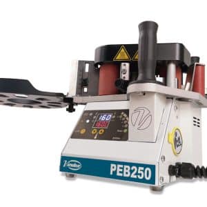 Aplacadora de cantos portátil EVOLUTION PEB250 Virutex con cola caliente EVA y PUR para carpintería