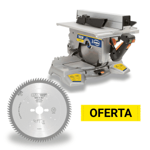 Tronzadora (ingletadora virutex) abatible con mesa superior TM33W + Disco 300x3.2X30 Z96